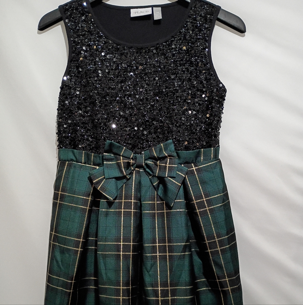 The Children's Place Black and Green Plaid Kids Dress